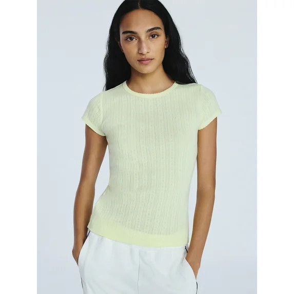 Free Assembly Women's and Women's Plus Pointelle Mini Tee with Short Sleeves, Sizes XS-4X | Walmart (US)