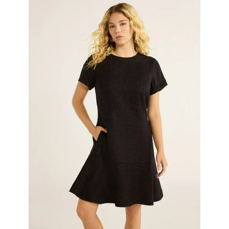 Free Assembly Women’s Tweed Dress with Short Sleeves, Sizes 0-20 - Walmart.com | Walmart (US)