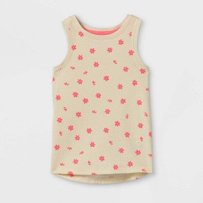 Toddler Girls' Floral Tank Top - Cat & Jack™ Tan | Target