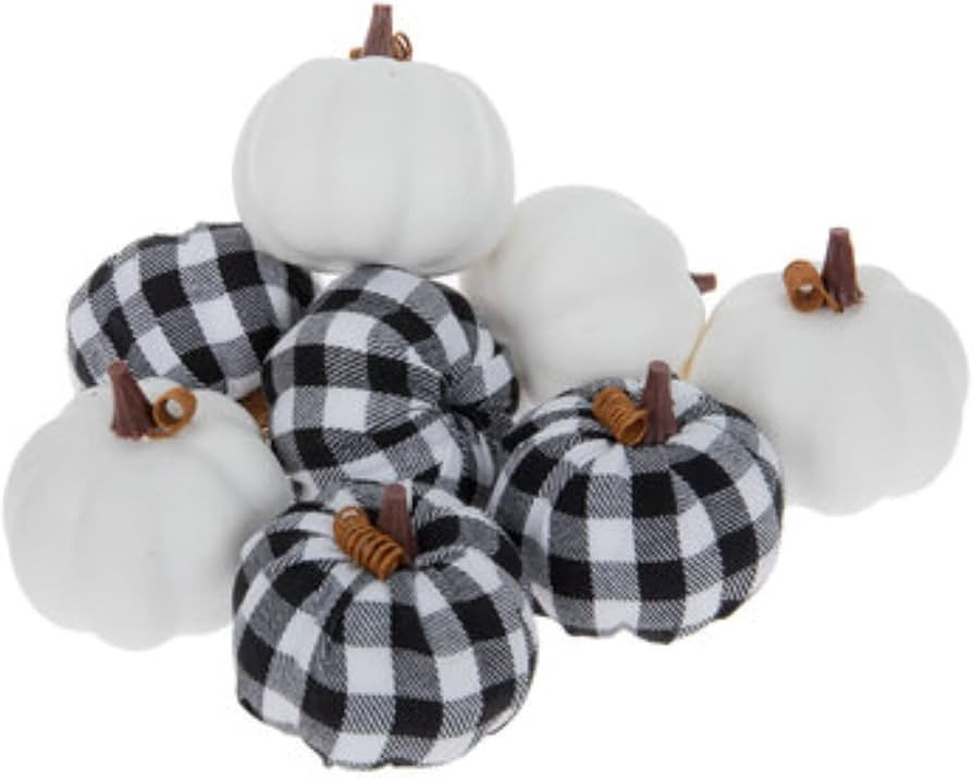 Hobby Lobby Black & White Buffalo Check Pumpkins, Fall, Thanksgiving | Amazon (US)