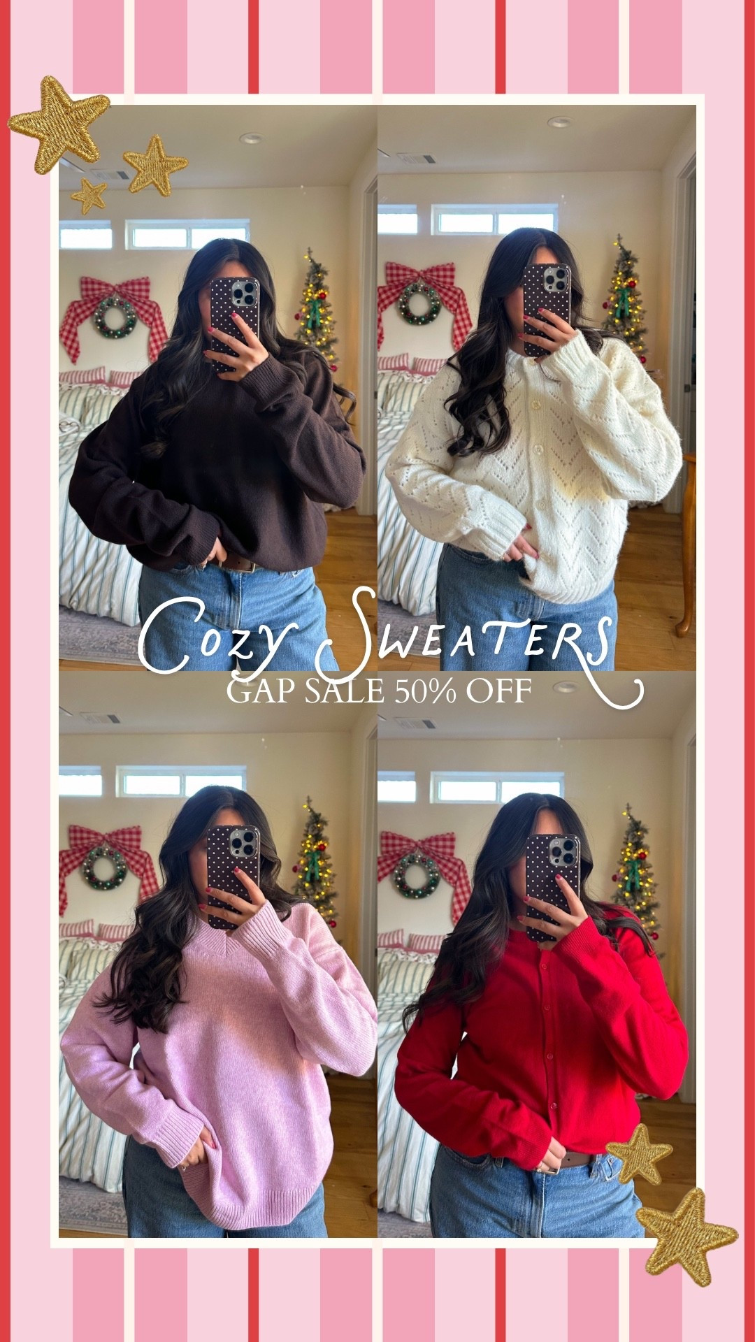 Loving GAP’s holiday sale at 50% off!! I grabbed a few sweaters and they’re sooo soft!🌟 size up for a cozier fit :)



#LTKCyberWeek #LTKGiftGuide #LTKHoliday