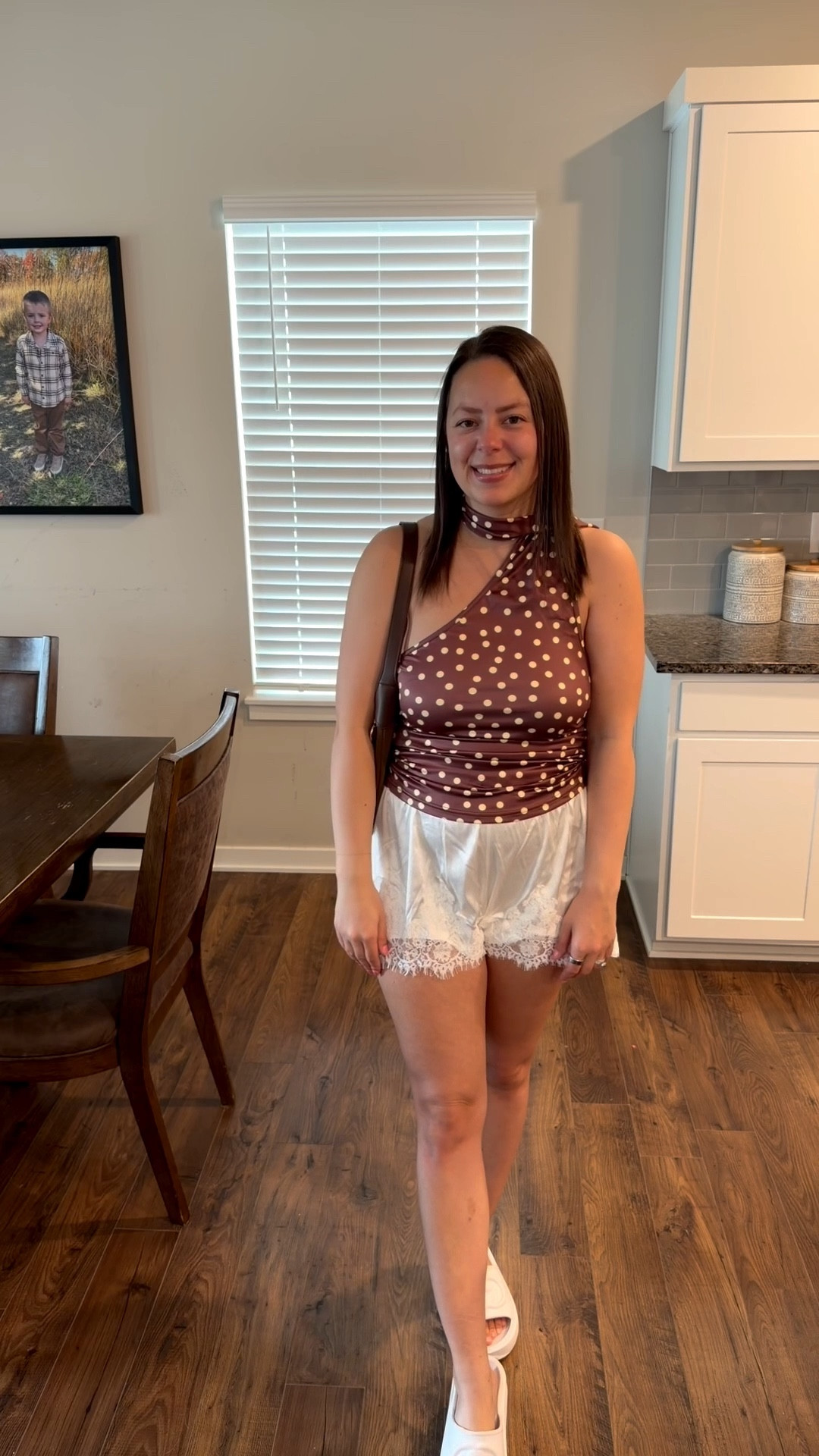 Loving this cute polka dot top from Amazon! The brown and yellow color combo is so good. I am wearing my normal size medium. 

#LTKootd