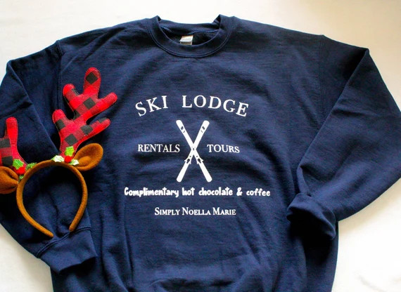 Ski Lodge winter navy blue Christmas crewneck sweatshirt cabin| Simply Noella Marie | Etsy (US)