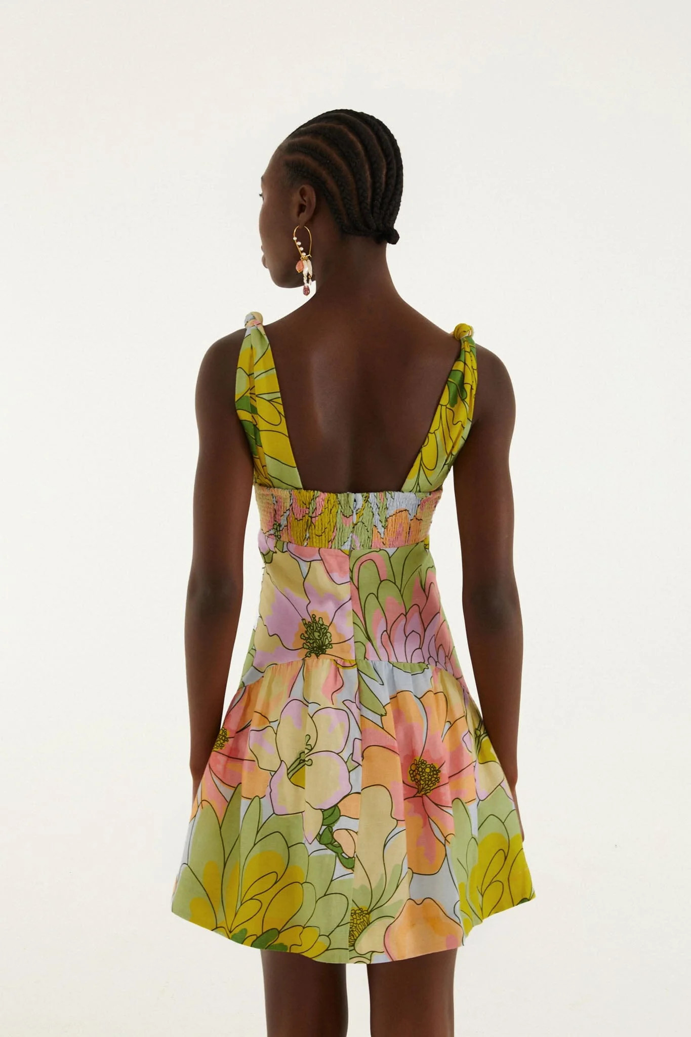 Light Blue Spring Affair Cut-Out Euroflax\u0099 Premium Linen Mini Dress | FARM Rio | FarmRio (US)