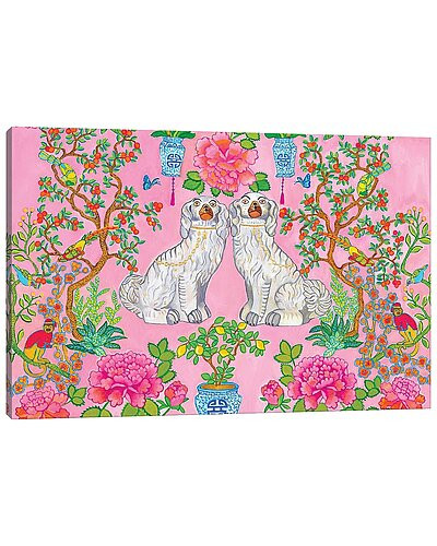 Staffordshire Dogs Chinoiserie In Pink by Green Orchid Boutique Wall Art | Gilt & Gilt City