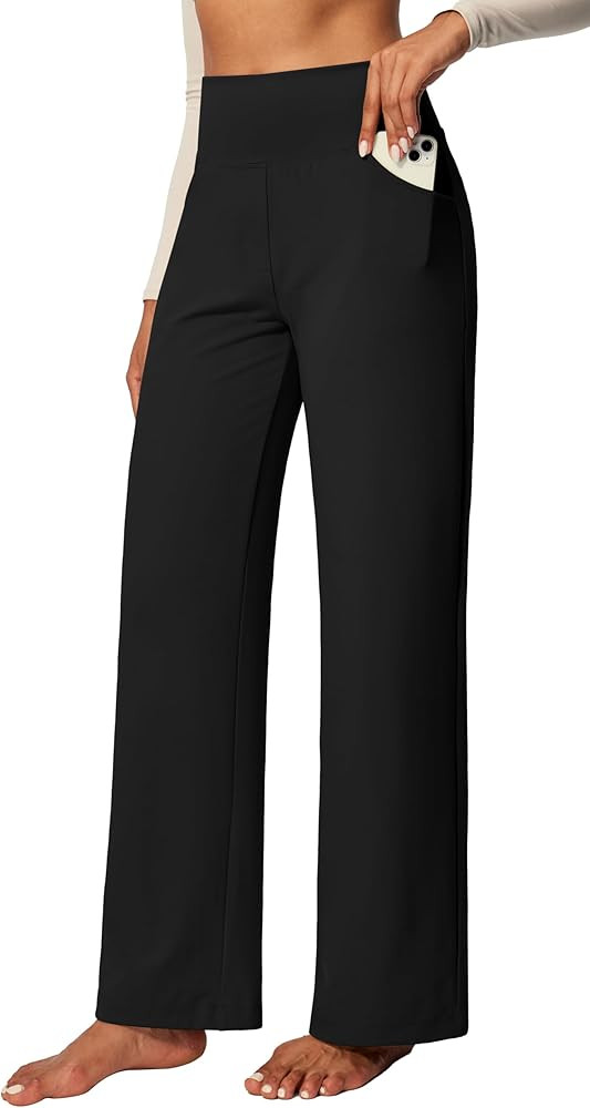 IUGA Wide Leg Yoga Dress Pants for Women with Pockets Stretch Work Pants Women High Waisted Busin... | Amazon (US)