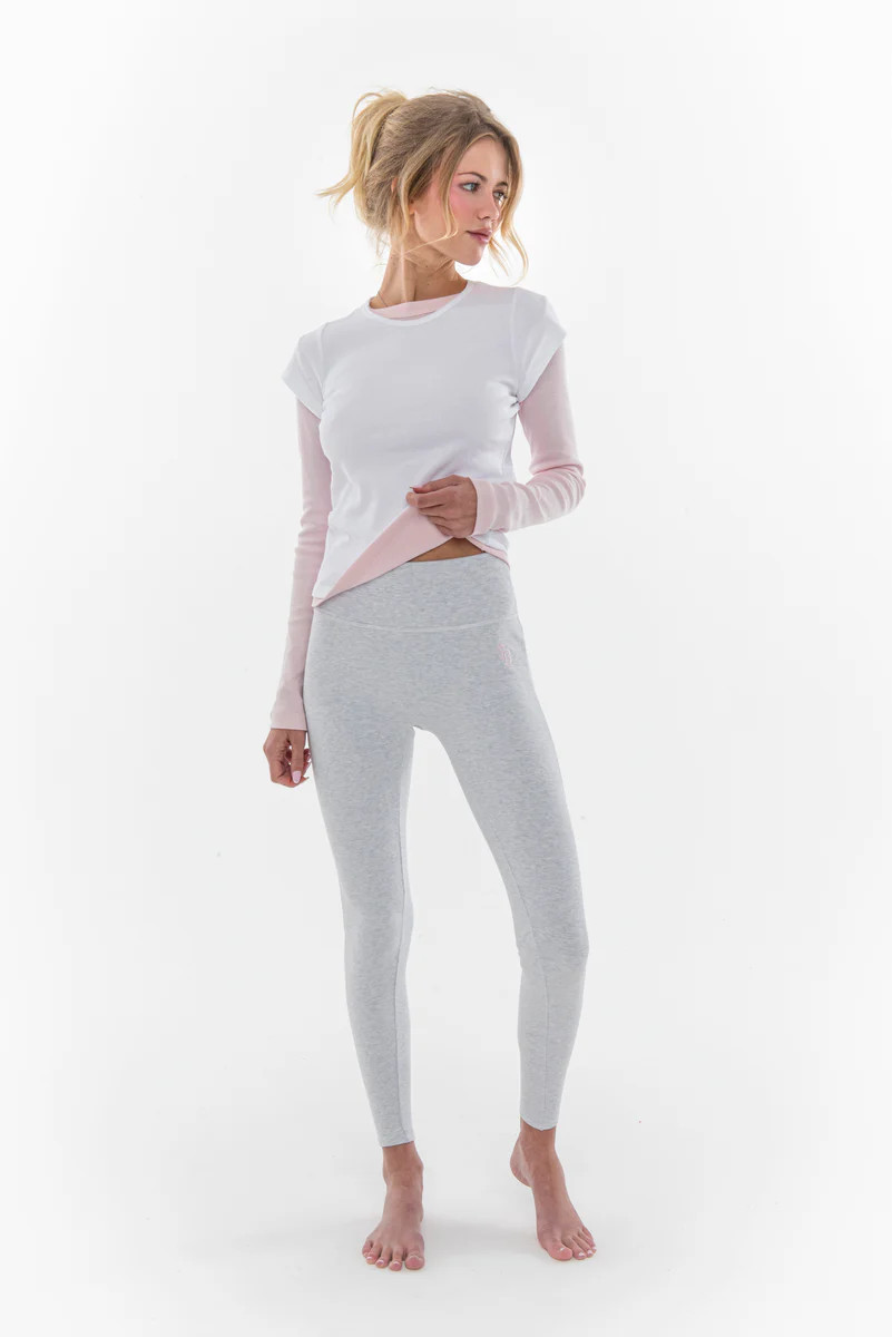 VARSITY LEGGING LT HEATHER GREY/BLUSH | The Bar