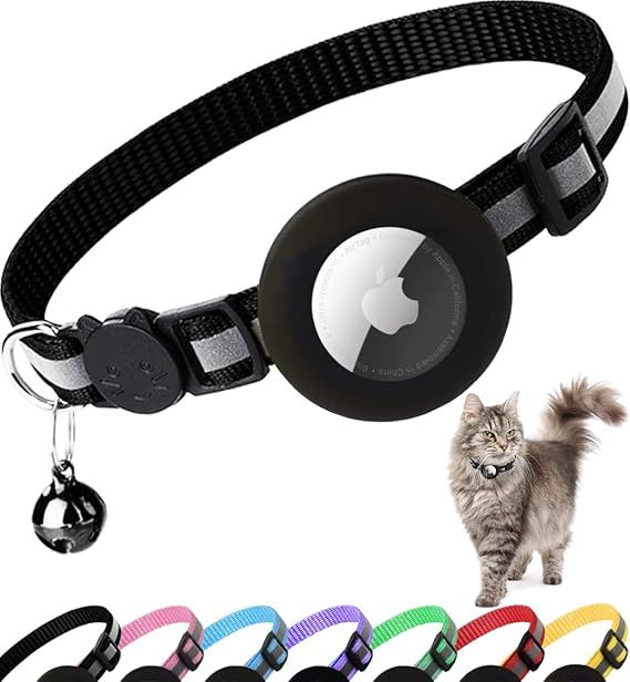 Airtag Cat Collar Breakaway, Reflective Kitten Collar with Apple Air Tag Holder and Bell for Girl... | Amazon (US)