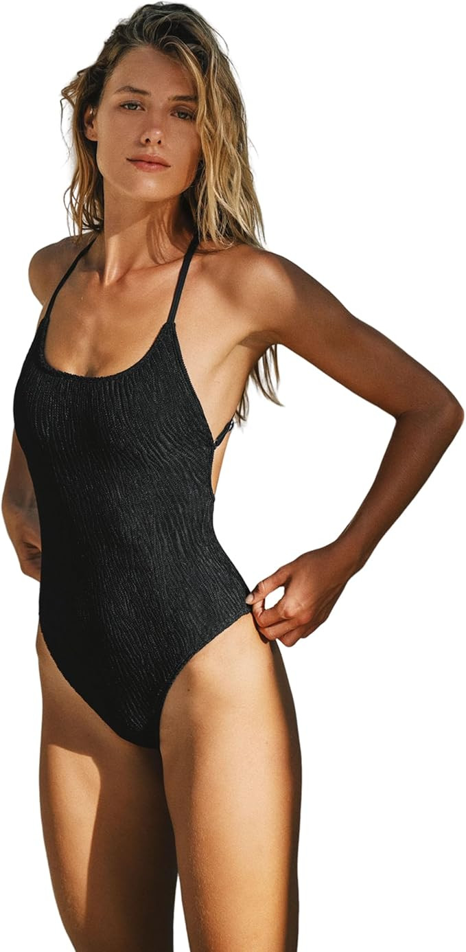 YAKISWIIM Womens Sexy One Piece Bathing Suits Tummy Control Scoop Neck Padded Swimsuit Open Back ... | Amazon (US)