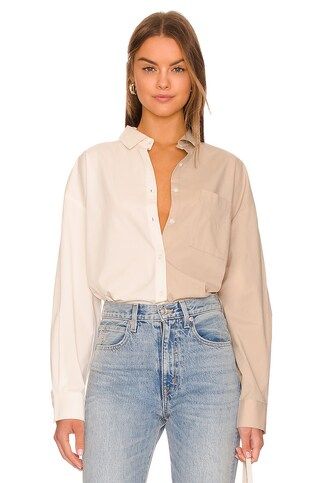 PISTOLA Sloane Oversized Button Down Shirt in Sesame Ecru Split from Revolve.com | Revolve Clothing (Global)