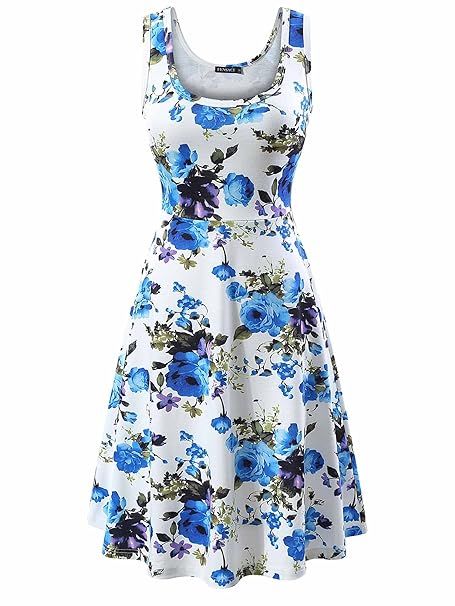 FENSACE Women's A Line Sleeveless Floral Summer Dress | Amazon (US)