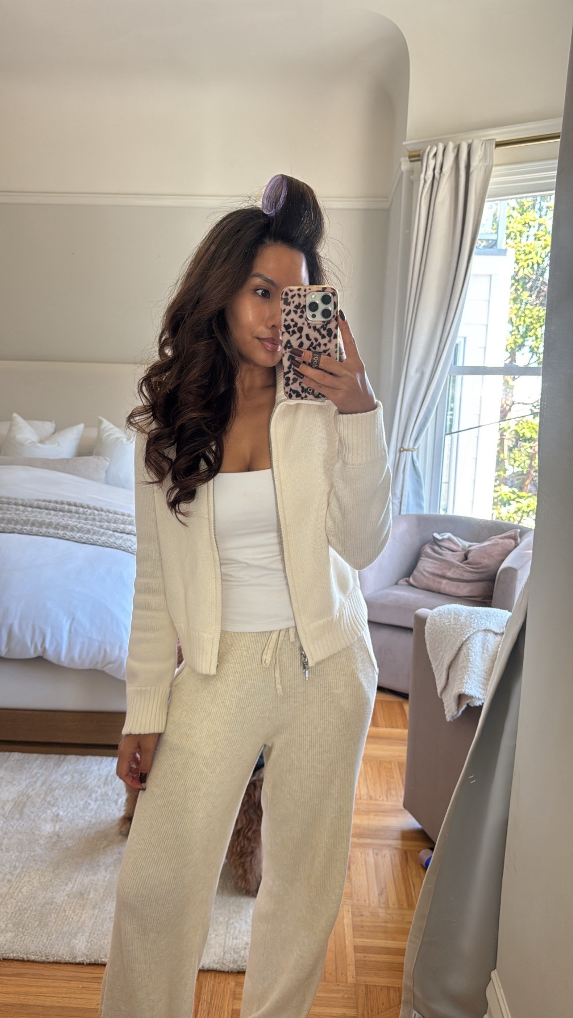 Love this zip cardigan! Comfy at home outfit 

Sizing:
Cami cardigan and ribbed pants - all tts, xs