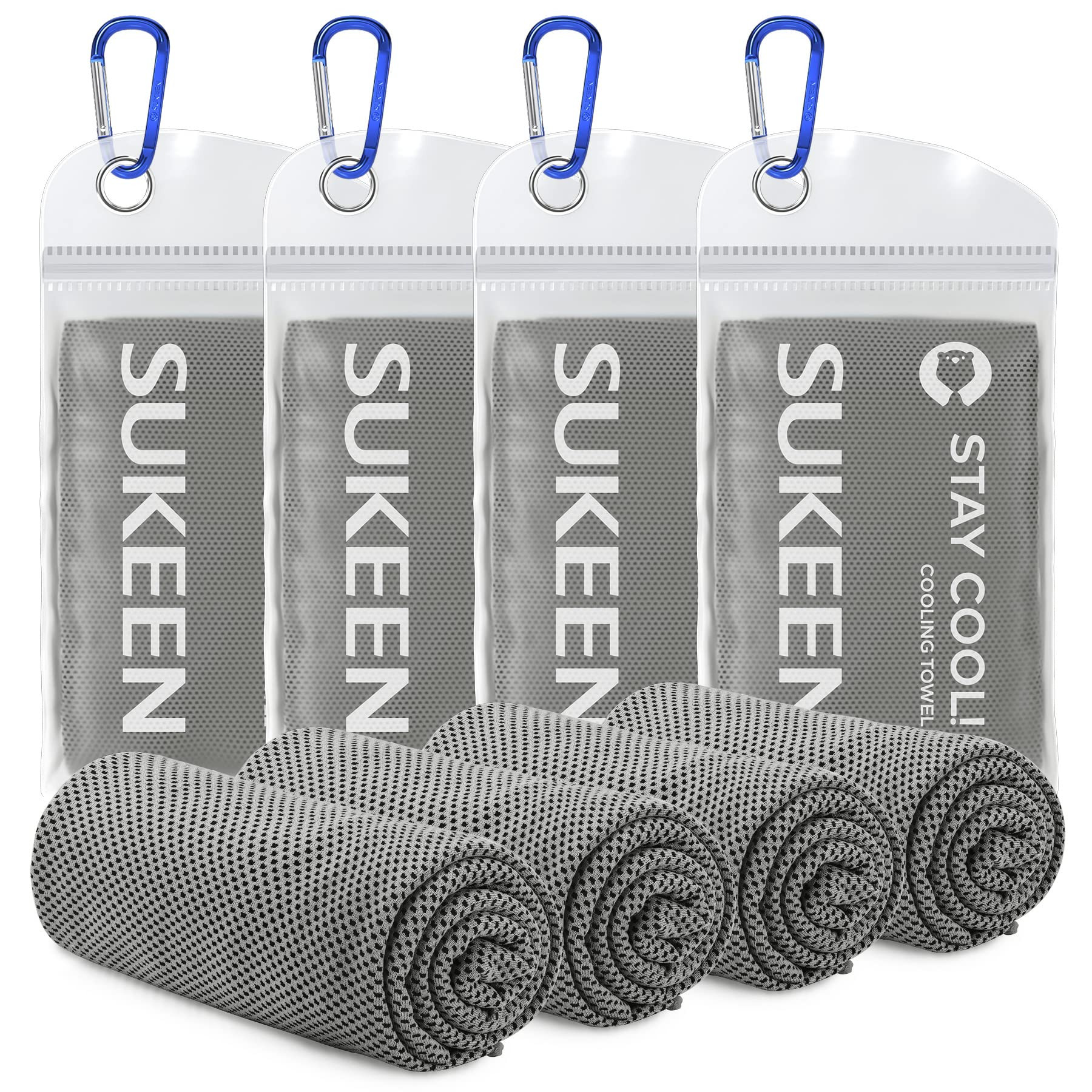 Sukeen [4 Pack Cooling Towel (40"x12"),Ice Towel,Soft Breathable Chilly Towel,Microfiber Towel for Y | Amazon (US)