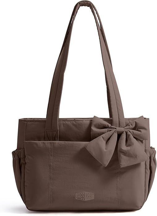 BAGSMART Crush Bow Tote Bag for Women, Large Work Tote with 40oz Tumbler, Puffer Travel Tote Bag ... | Amazon (US)