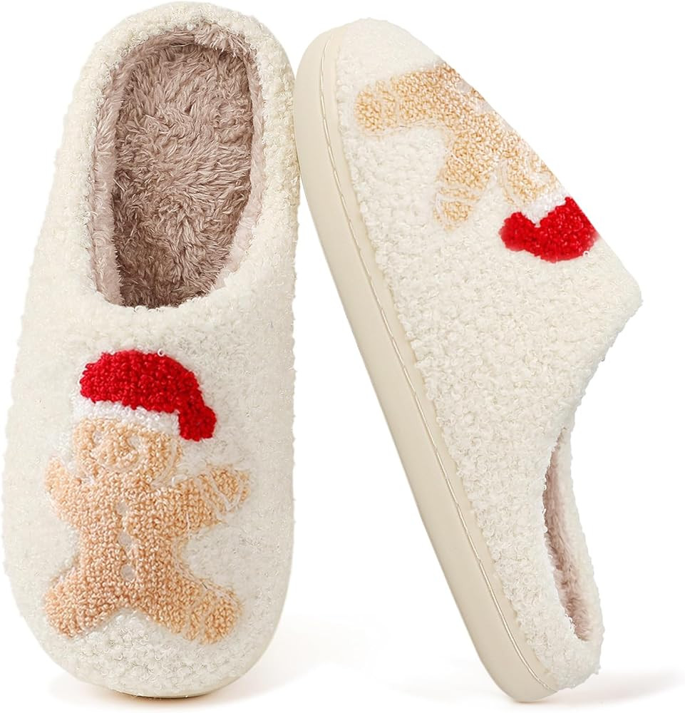 Menore Christmas Reindeer Slippers for Womens Mens Plush Warm Santa Claus Slippers Fuzzy House Sl... | Amazon (US)