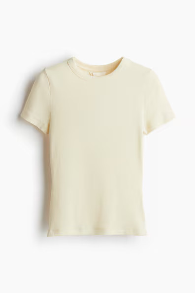 H & M - Ribbed Modal-blend T-shirt - Yellow | H&M (US + CA)