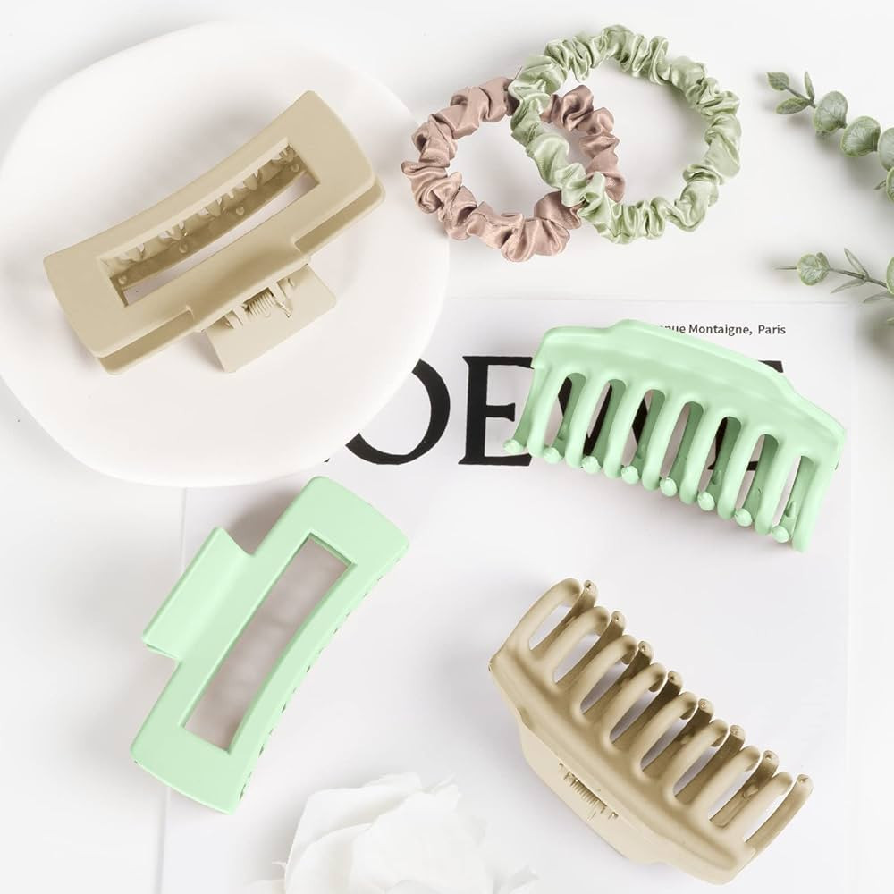 Amazer Hair Claw Clips for Thick Thin Hair, Big Hair Clips for Women, 4 Pack Matte Banana Clips S... | Amazon (US)