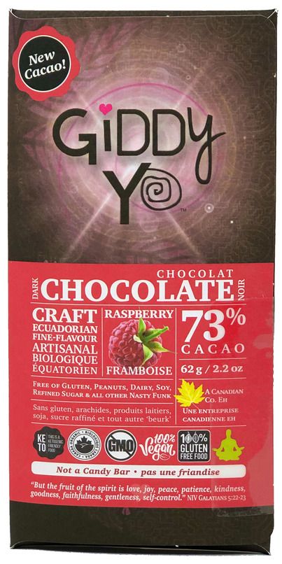 Giddy Yoyo Organic Chocolate Bar Raspberry | Well.ca