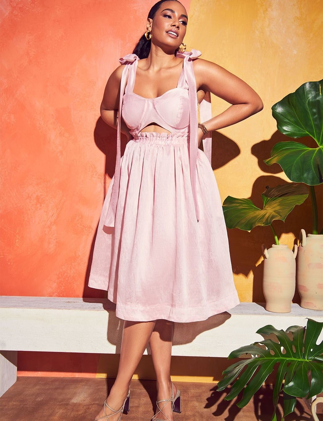 Melissa Mercedes x ELOQUII Fit And Flare Dramatic Bow Dress | Women's Plus Size Dresses | ELOQUII | Eloquii