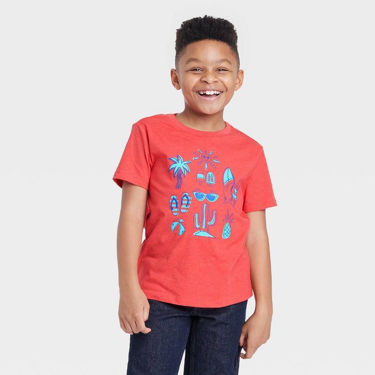 Boys' Short Sleeve Summer Graphic T-Shirt - Cat & Jack™ Red | Target
