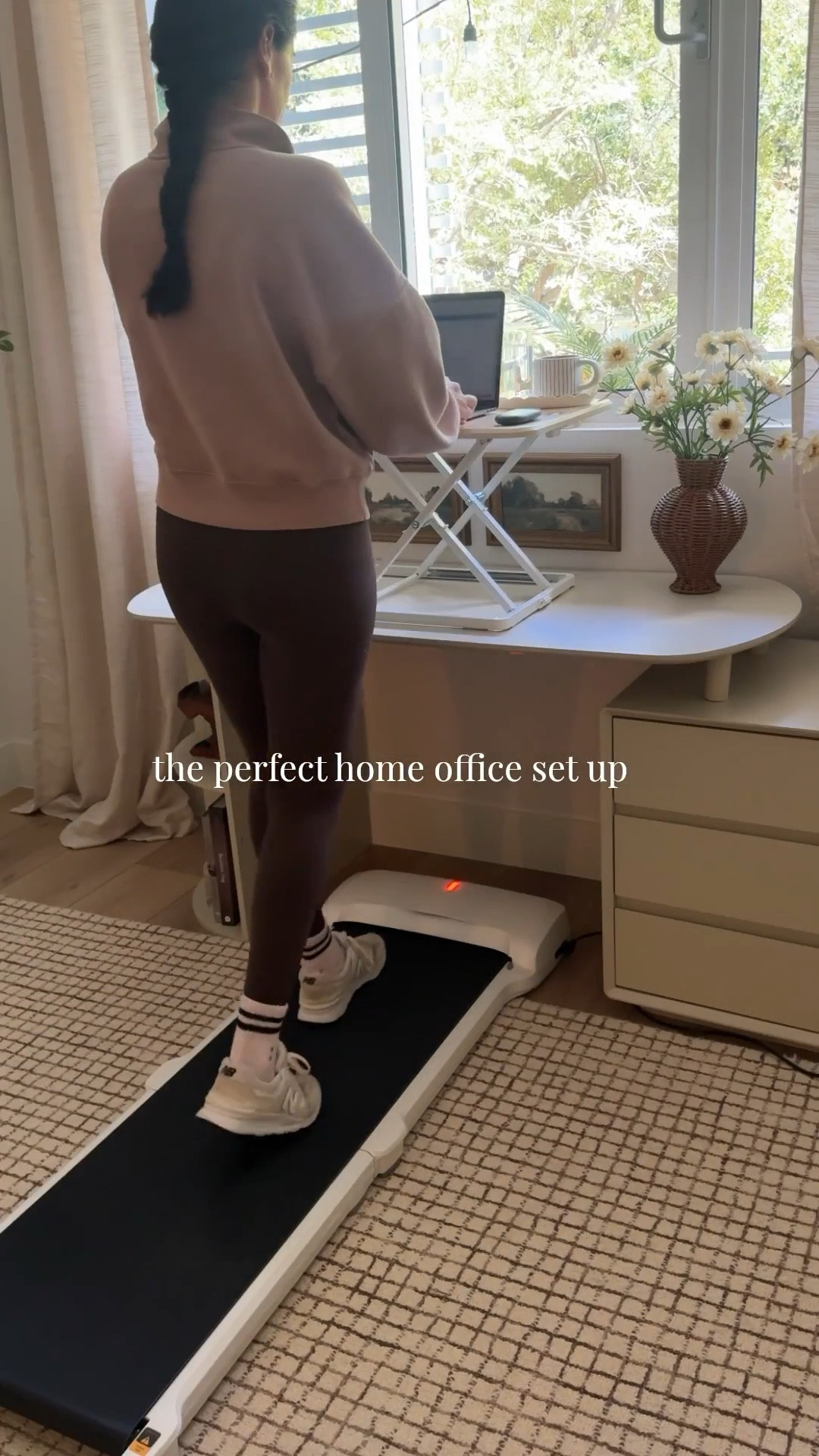 I love this home office set up! A modern desk with storage paired with a desk pad that is also a riser to turn your desk into a standing one that can be used with a walking pad! Also, this desk chair has a footrest! 

#LTKHome