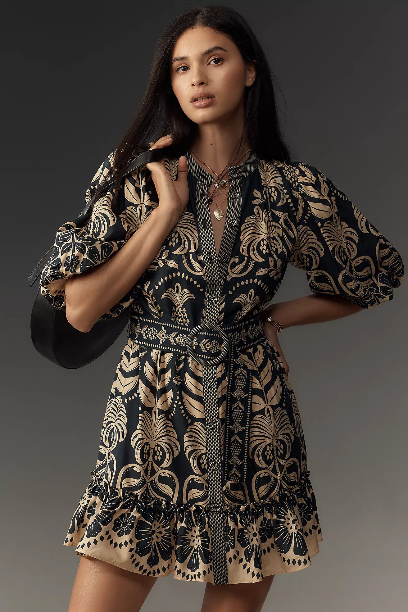 Farm Rio Ainika Tropical Splendor Puff-Sleeve Mini Dress | Anthropologie (US)