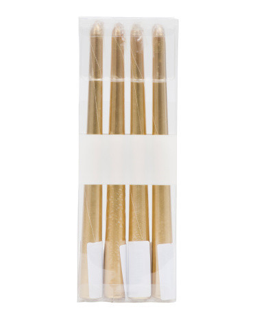 4Pk Metallic Taper Candles Set, Gold | TJ Maxx