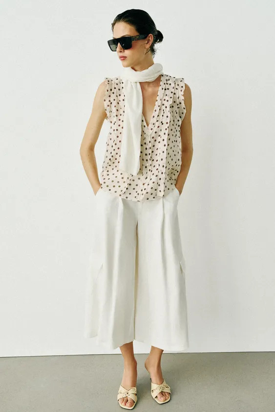 PRINTED POLKA DOT BLOUSE | Zara UK