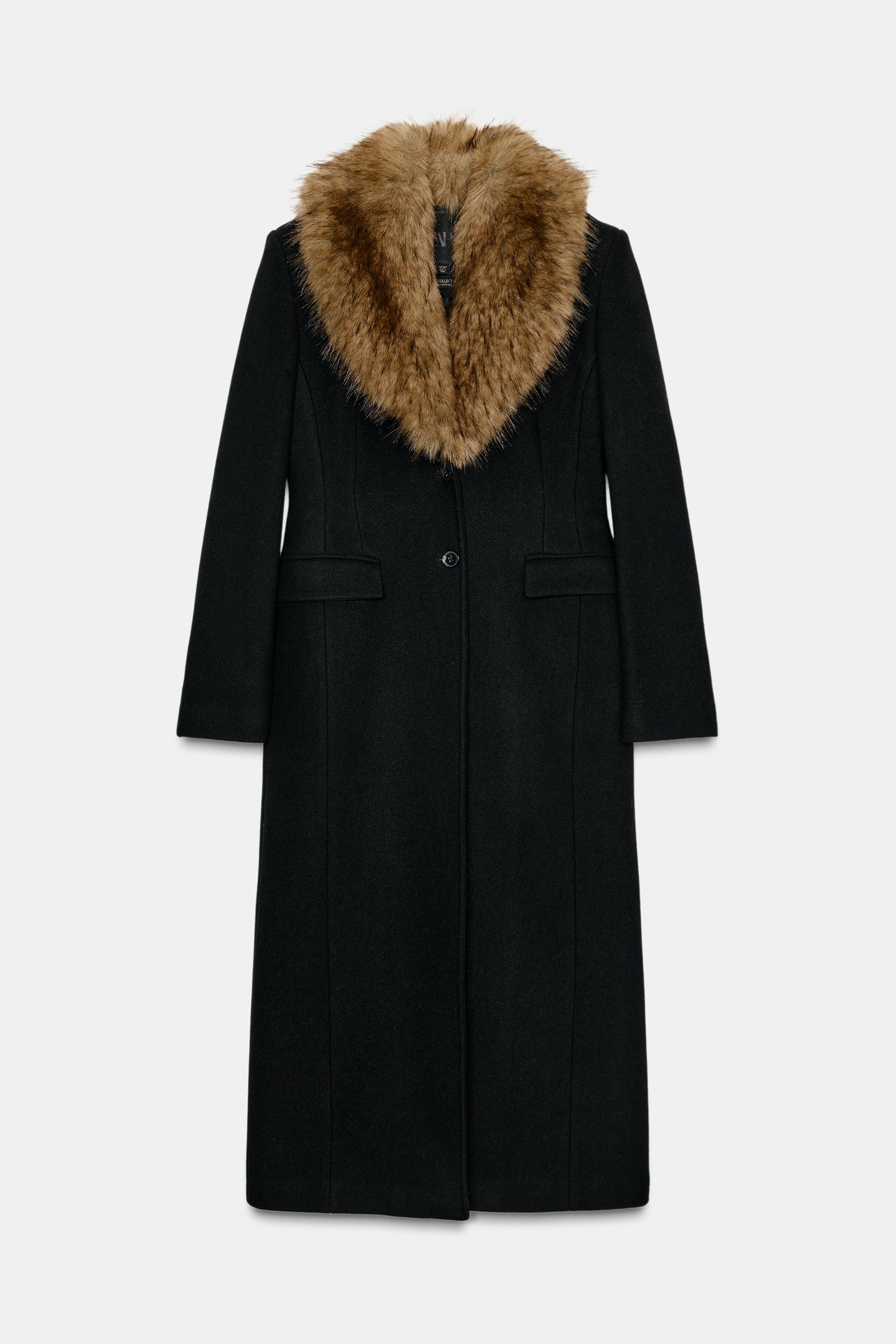 WOOL BLEND COAT WITH FAUX FUR COLLAR ZW COLLECTION | Zara US