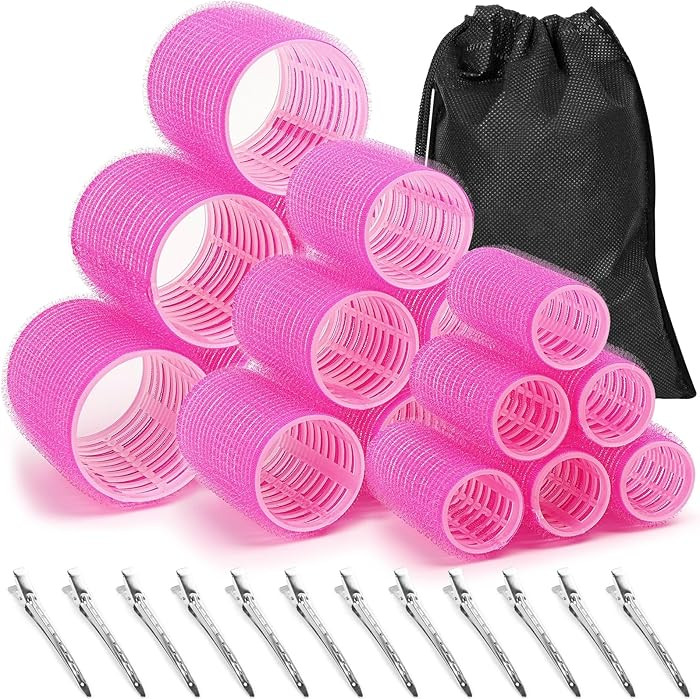 Self Grip Rollers 30Pcs Set with 3 Sizes (6 Large, 6 Medium, 6 Small) and 12 Clips for Long, Medi... | Amazon (US)