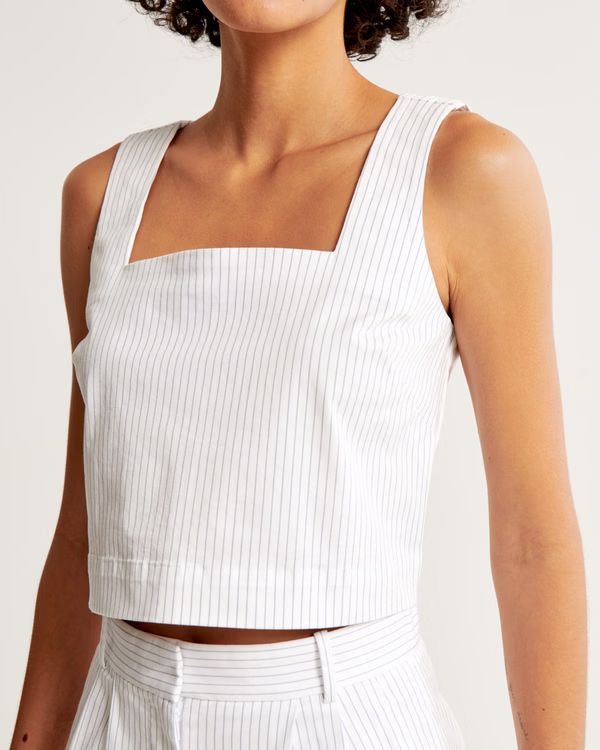 Women's Linen-Blend Squareneck Set Top | Women's Tops | Abercrombie.com | Abercrombie & Fitch (US)