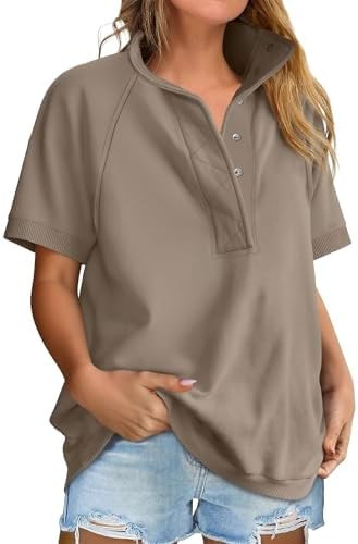 ANRABESS Womens Short Sleeve Tops Oversized Lightweight Sweatshirt Polo Shirts 2026 Summer Casual... | Amazon (US)