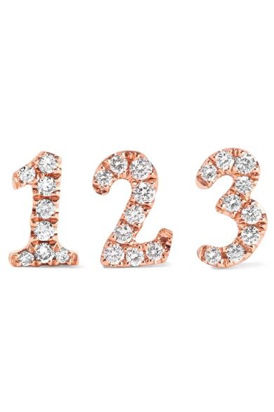 Number 18-karat rose gold diamond earring | NET-A-PORTER (US)