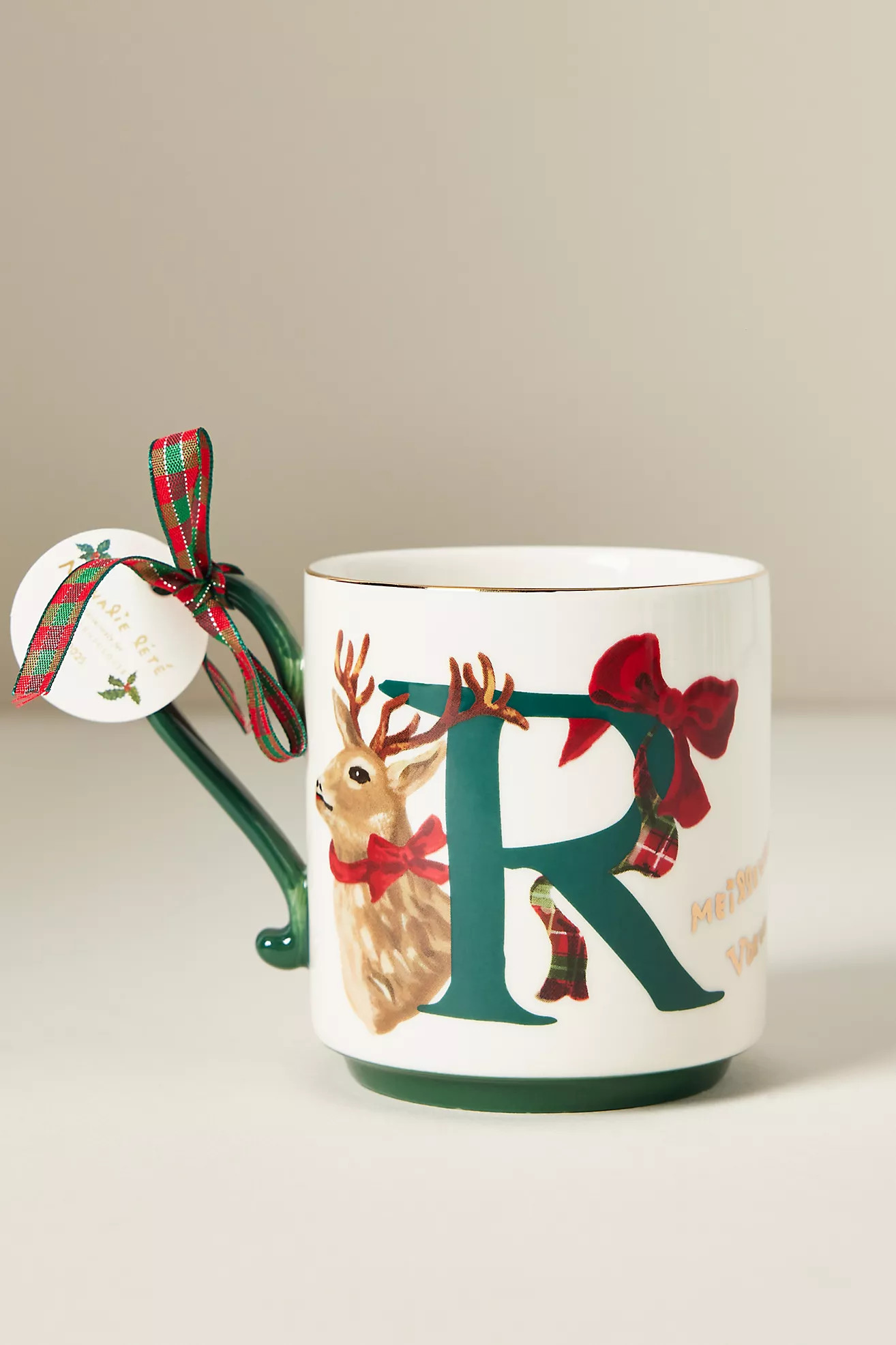 Nathalie Lete Stoneware Holiday Monogram Mug | Anthropologie (US)