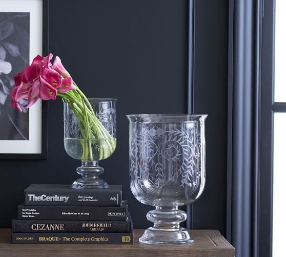 Footed Etched Glass Vase | Pottery Barn (US)