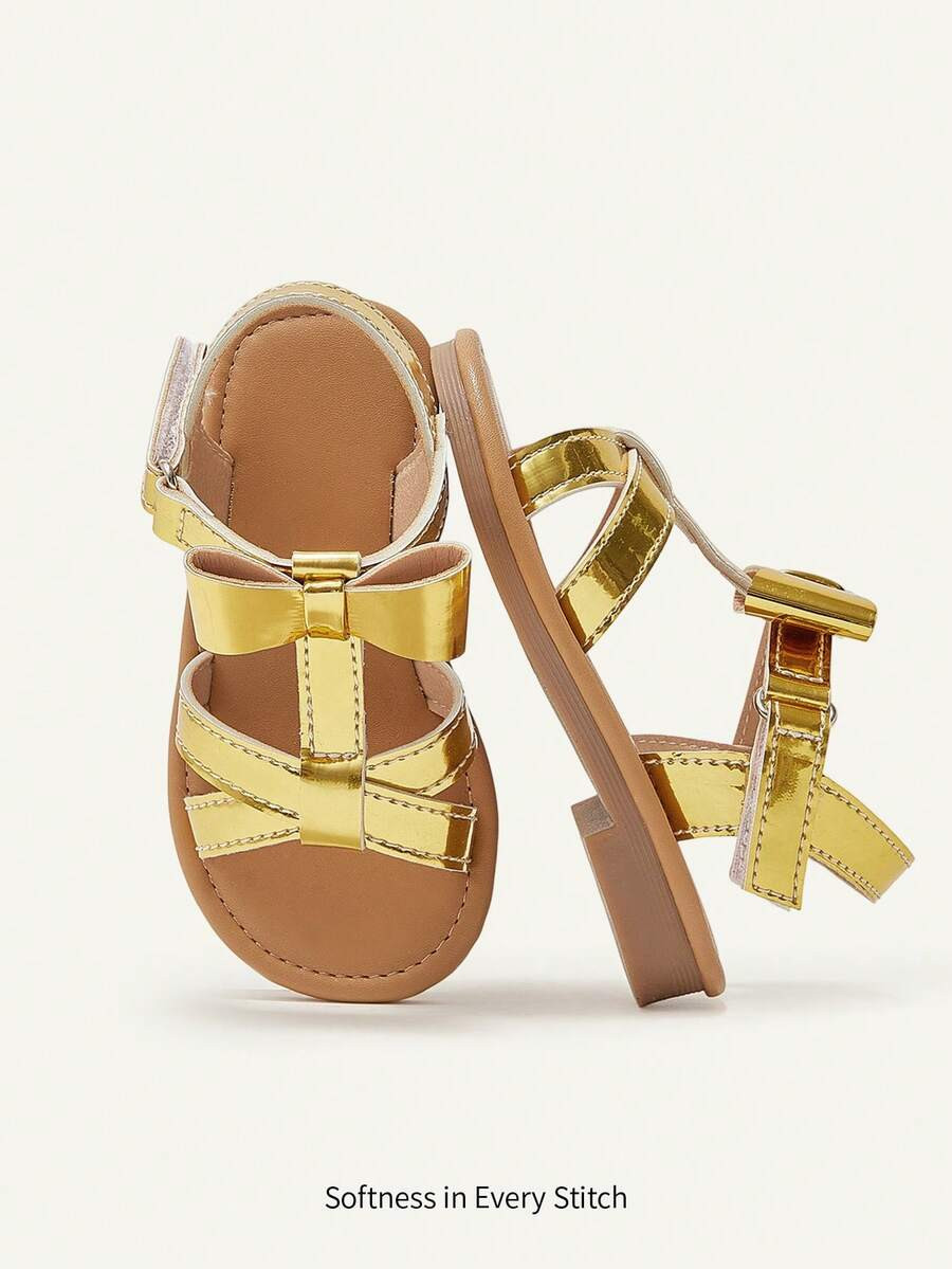 Cozy Pixies 1 Pair Summer Party & Casual Cute Big Bow Hook And Loop Princess Style Flat Sandals F... | SHEIN