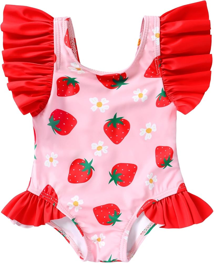 Newborn Baby Girl Ruffle Swimsuit Infant Toddler One Piece Floral Bikini Beach Bathing Swimwear S... | Amazon (US)