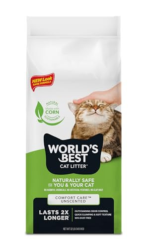 WORLD'S BEST CAT LITTER Comfort Care Unscented, 32-Pounds - Natural Ingredients, Quick Clumping, Flushable, 99% Dust Free & Made in USA - Long-Lasting Odor Control & Easy Scooping | Amazon (US)