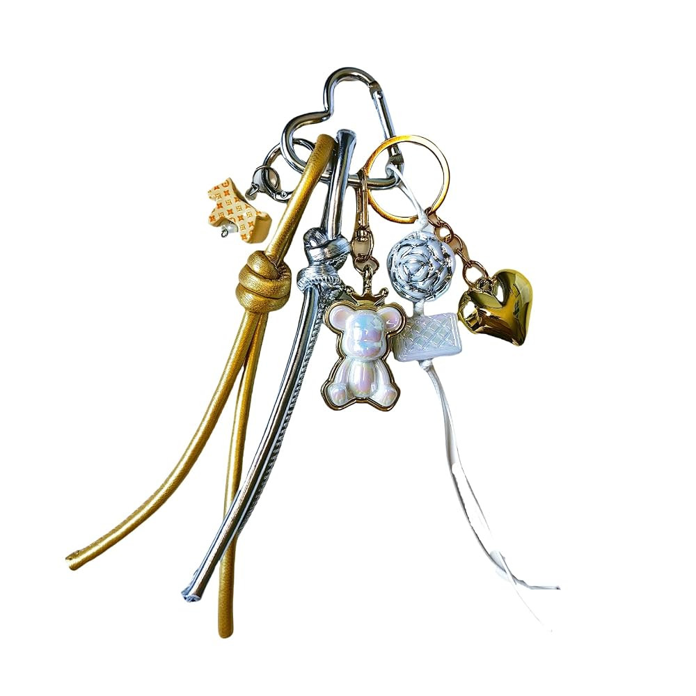 7-in-1 Luxury Bag Charm Set with Gold-Trimmed Bear,Hearts & Flower,Equestrian Pony for Designer T... | Amazon (US)