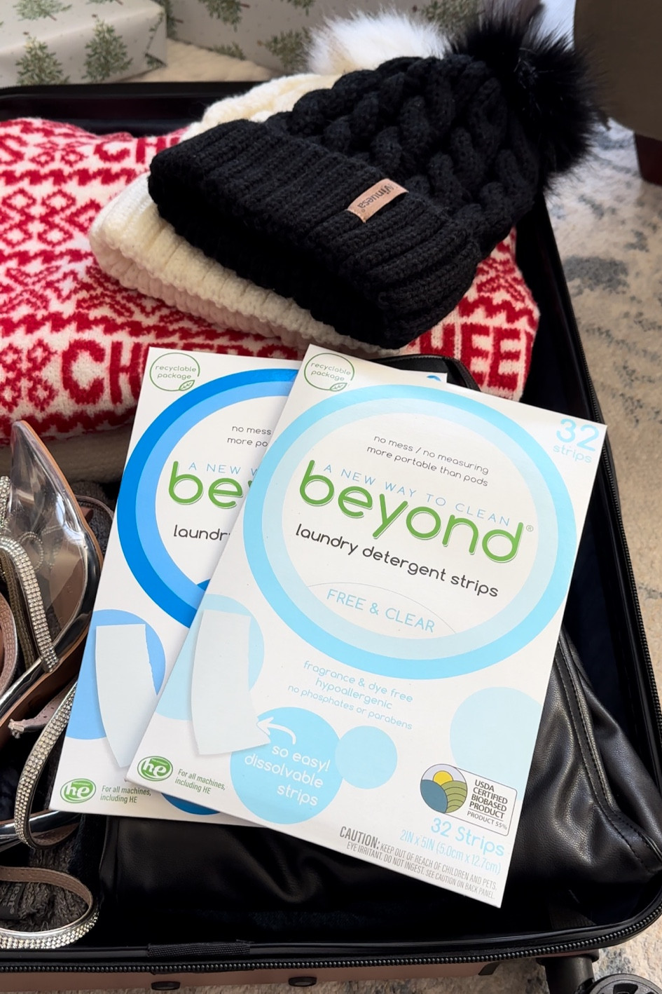Holiday travel essentials ✨✈️

Here's our #1 hack for keeping your holiday outfits fresh & ready to wear while traveling this holiday season: @beyondclean laundry detergent sheets. They're compact, lightweight, & mess-free, making them perfect for tossing in your suitcase or carry-on.

These detergent sheets come in two fragrance options: fresh linen and fragrance-free. Both are ultra-gentle so you don't have to worry when washing your delicate holiday sweaters or winter accessories!

#LTKHoliday #LTKGiftGuide #LTKTravel