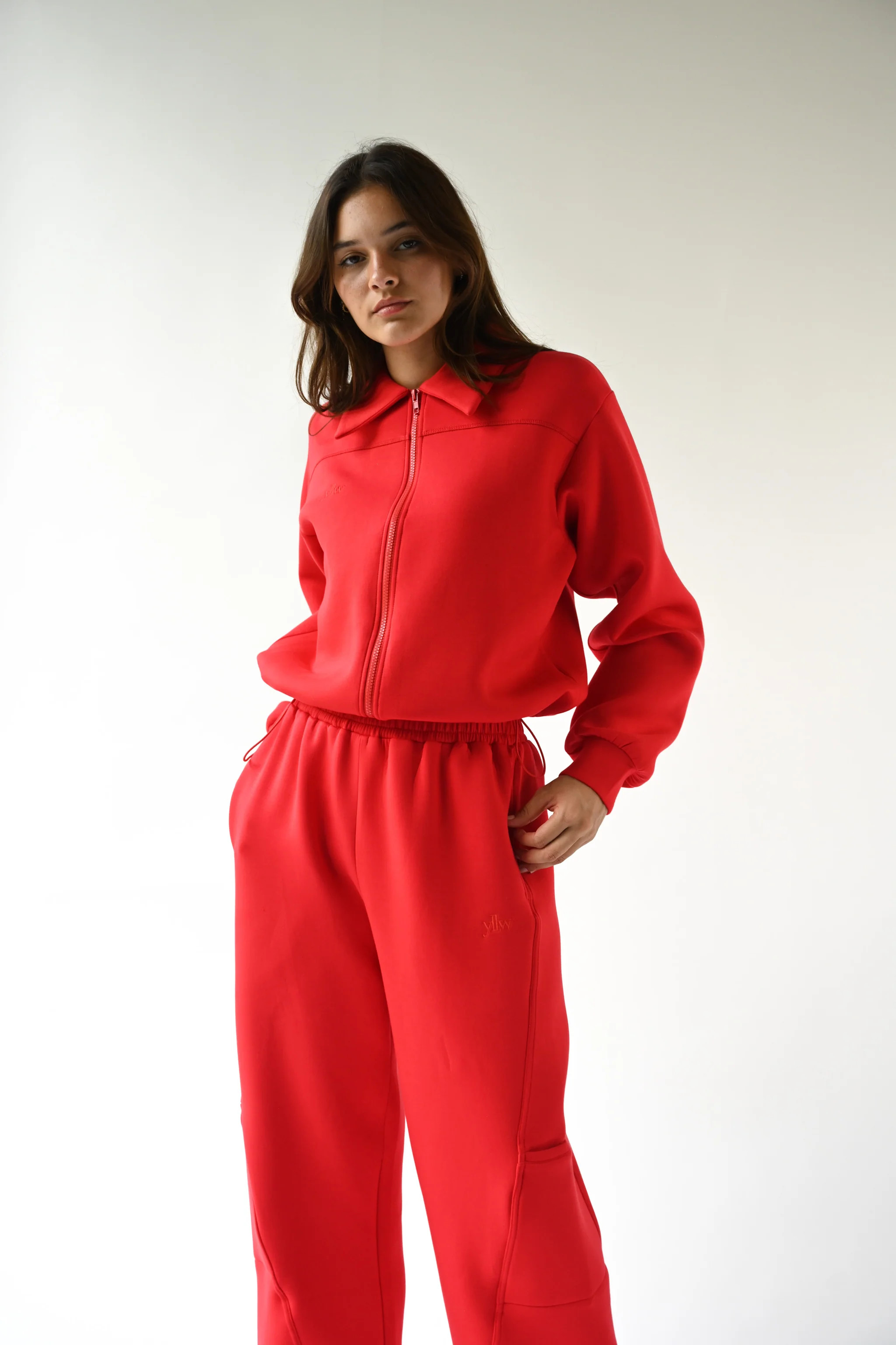 Kasey Knit Neoprene Jacket — Ruby | Yellow The Label