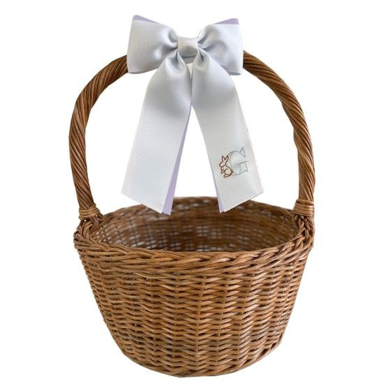 Winn and William Bunny Block Initial Basket Bow | The Tot