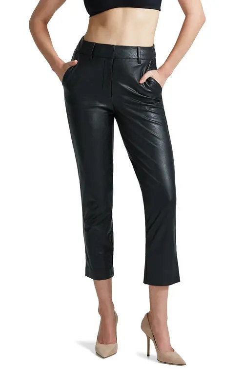 Commando Tapered Faux Leather Crop Pants in Black at Nordstrom, Size Large | Nordstrom