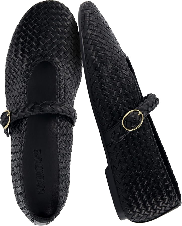 CUSHIONAIRE Bistro Mary Jane Flats for Women, Woven Ballet Flats Shoes with Strap and Memory Foam... | Amazon (US)