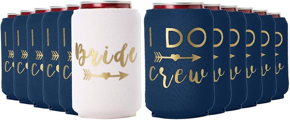 I Do Crew and Bride Bachelorette Party Can Coolers, Set of 12 Beer Can Coolies, Perfect Bachelorette Party Decorations and Bridesmaid Gifts (Navy, Regular) | Amazon (US)