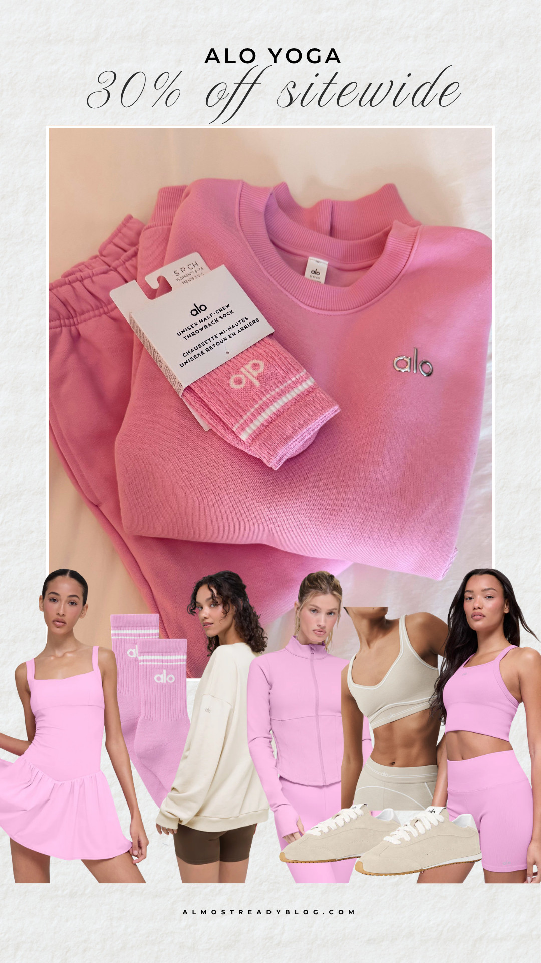 ALO YOGA 30% off sitewide.

athleisure outfits, activewear, cute pink outfits, neutrals, neutral sneakers, tennis dress, summer outfits, amanda west, almostreadyblog

#LTKActive #LTKSaleAlert