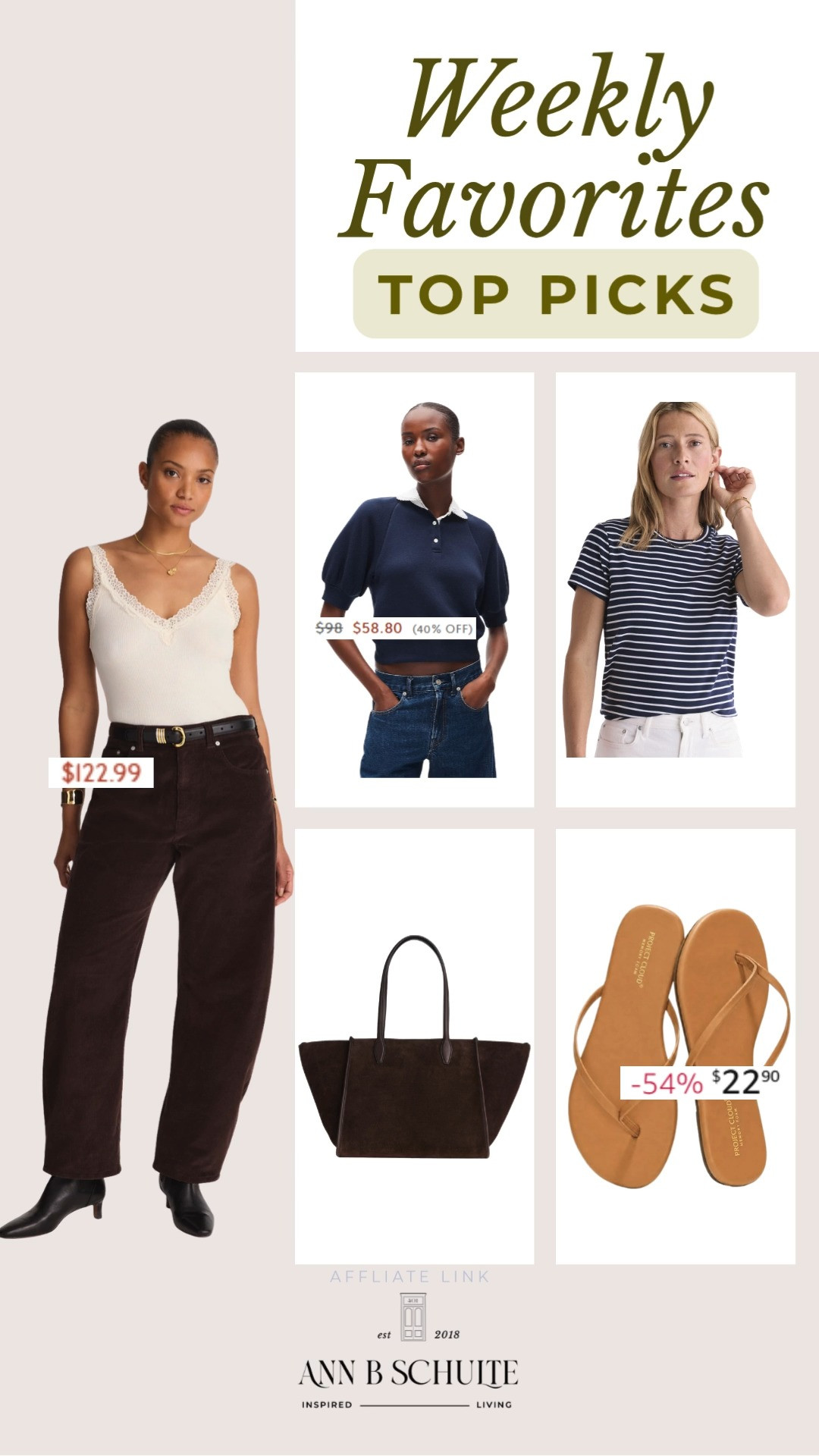 A little roundup of the pieces earning a permanent spot in my weekly rotation. 🤎 Think effortless basics, flattering denim, easy sandals, and that perfect everyday tote that somehow makes every outfit look more put together. Simple, wearable, and just cute enough to make getting dressed feel fun again. ✨👜🤎

#WeeklyFavorites #EverydayOutfits #CasualStyle #WardrobeEssentials #OutfitIdeas #ClassicStyle #SummerOutfits #FashionFinds 

 #LTKootd #LTKSaleAlert