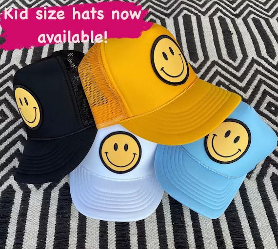 Kids Size Smiley Face Trucker Hat | Etsy | Etsy (US)