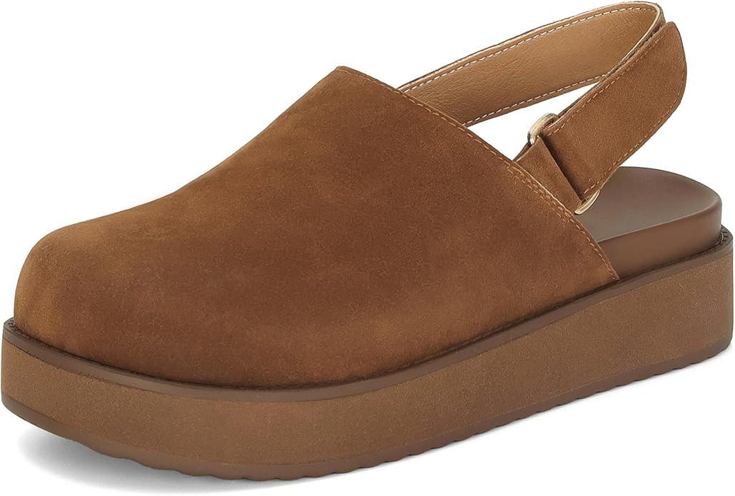 Women's Platform Slingback Clogs Suede Leather Short Ankle Mini Boots Comfy House Sneakers Anti-S... | Amazon (US)