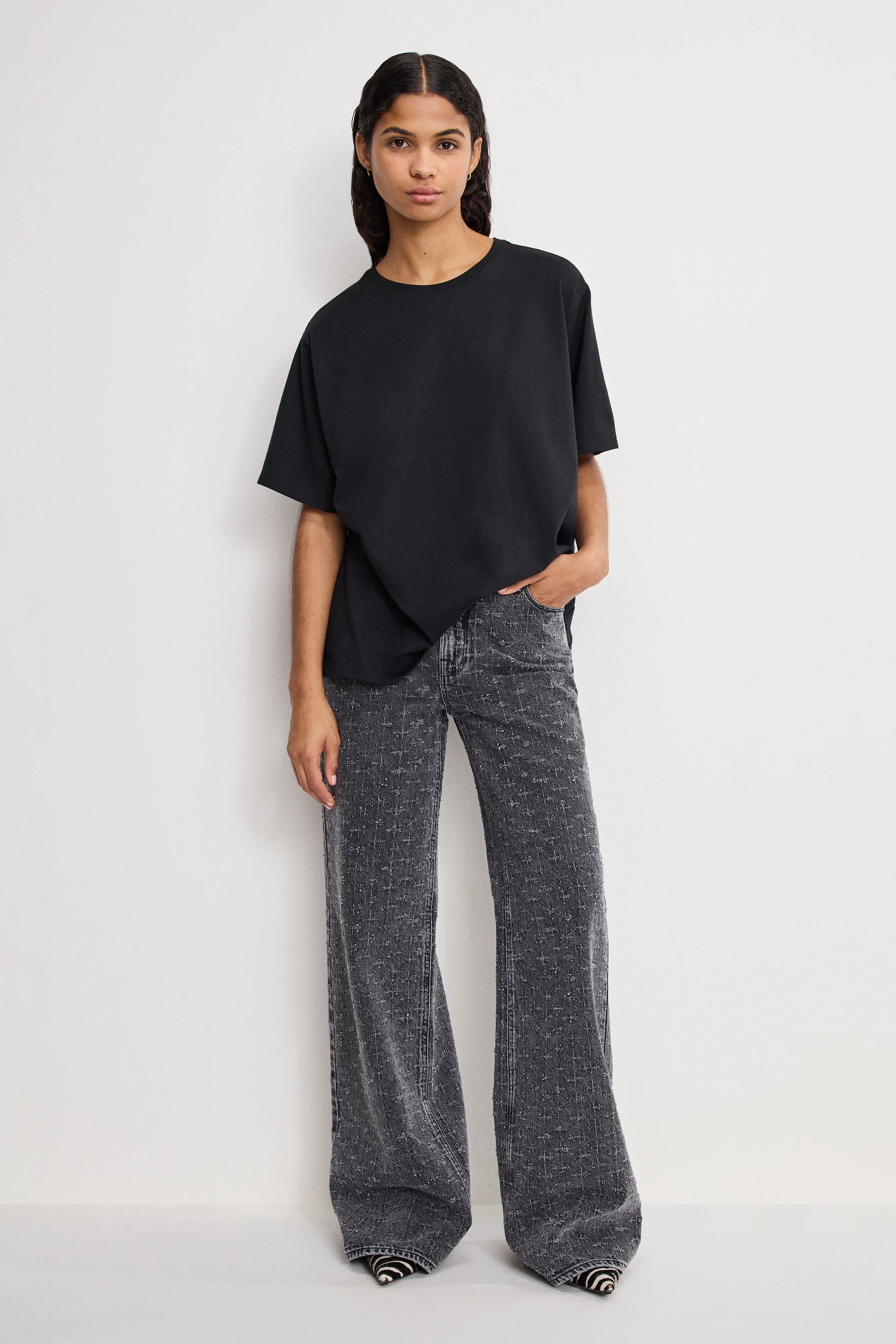 GOOD SKATE WIDE CRYSTAL JEANS | BLACK415 - GOOD AMERICAN | Good American